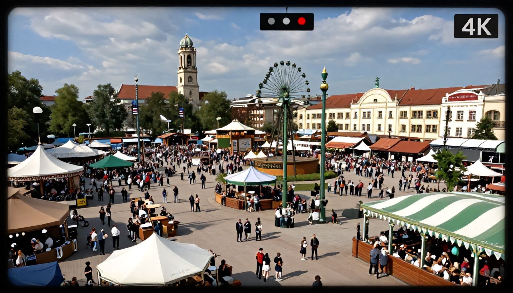 Besucher erleben die Wiesn aus der Ferne