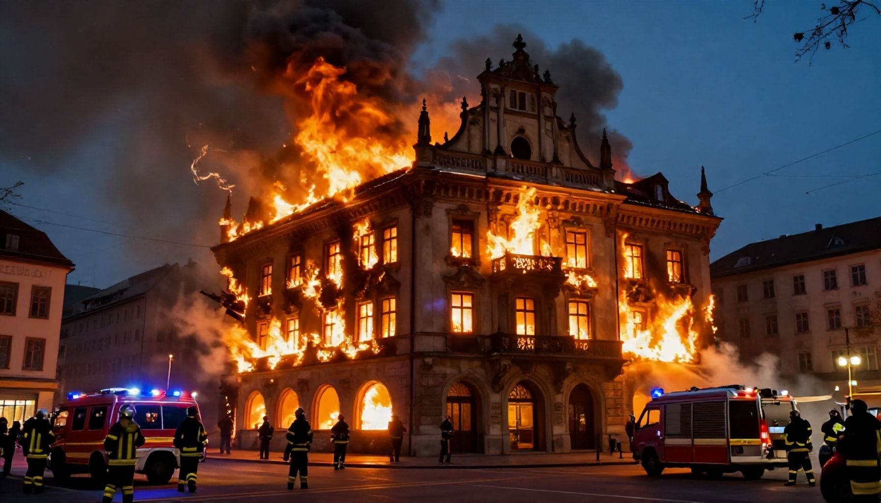 Einsatzkräfte kämpfen gegen Flammen in München