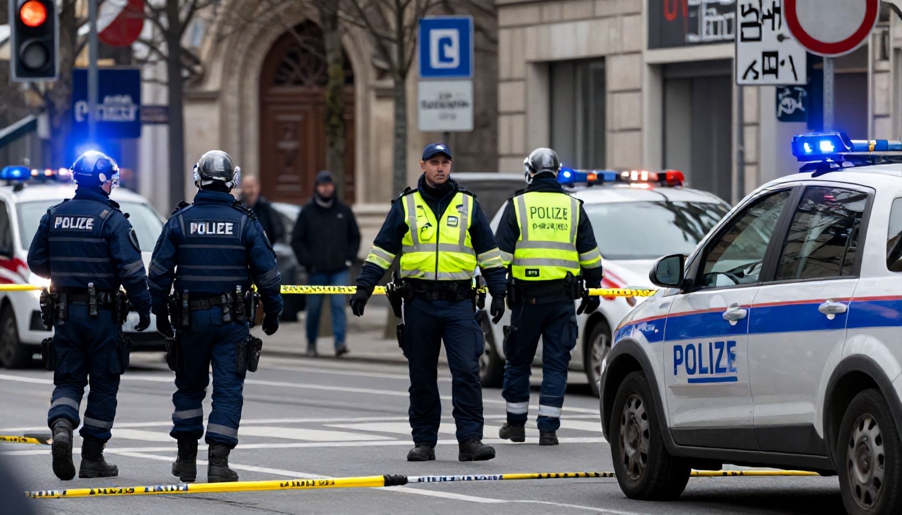 Einsatzkräfte sichern Lage nach Schusswaffengebrauch