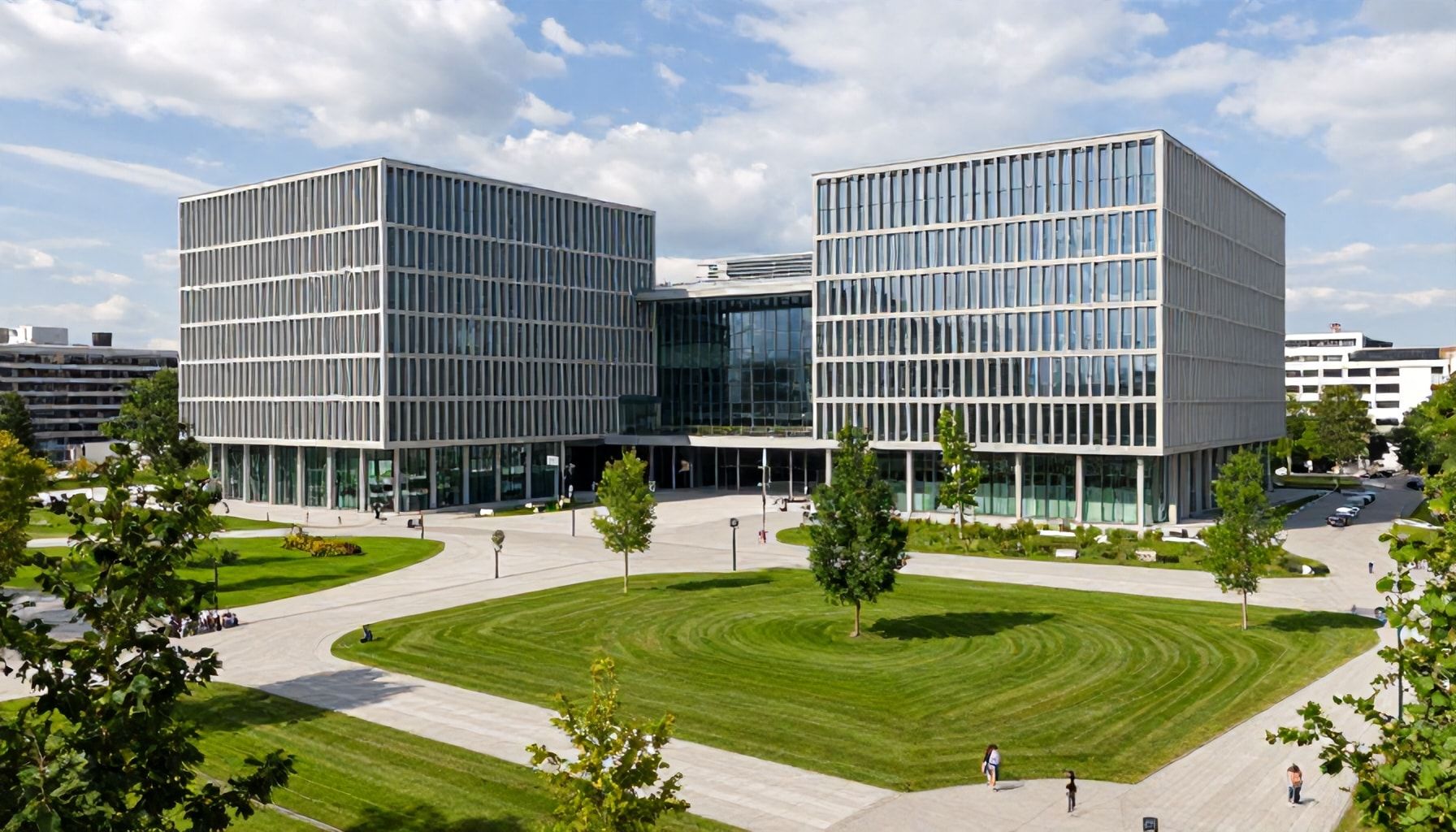 Moderne Architektur und grüne Oasen