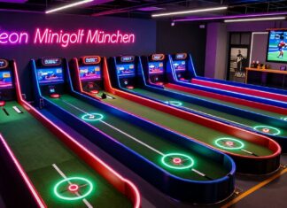 Neon Minigolf München: 18 Bahnen im futuristischen Design