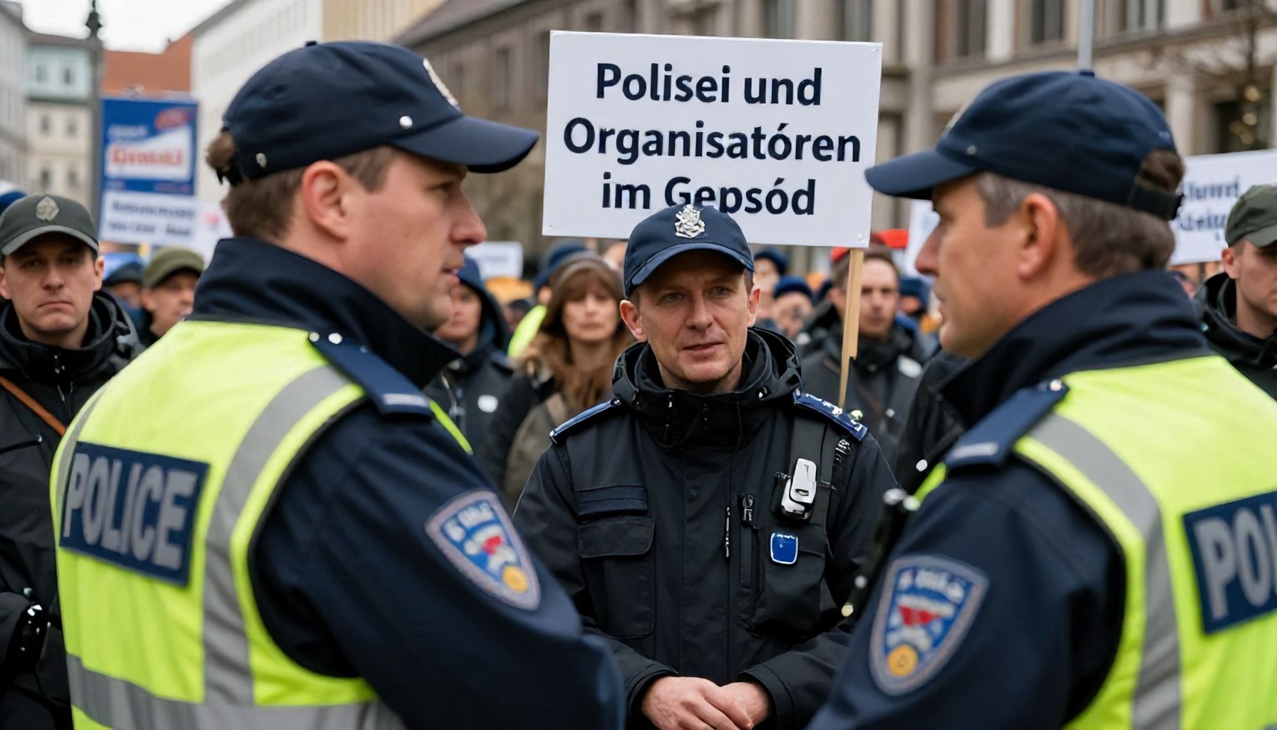 Polizei und Organisatoren im Gespräch