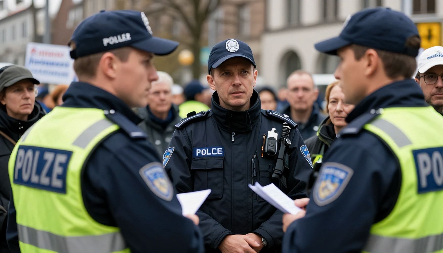 Polizei und Organisatoren im Gespräch