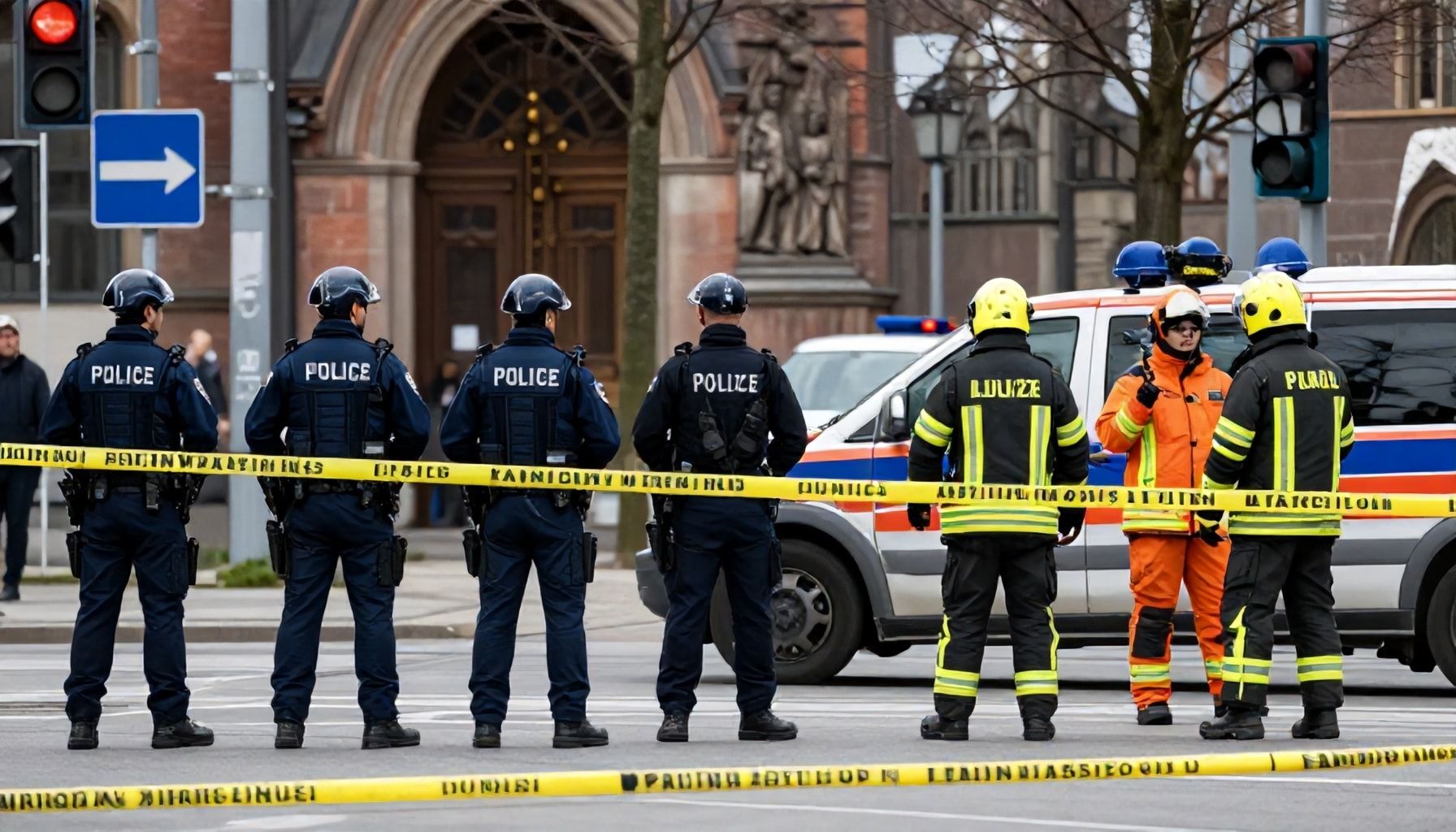 Polizei und Rettungskräfte im Einsatz