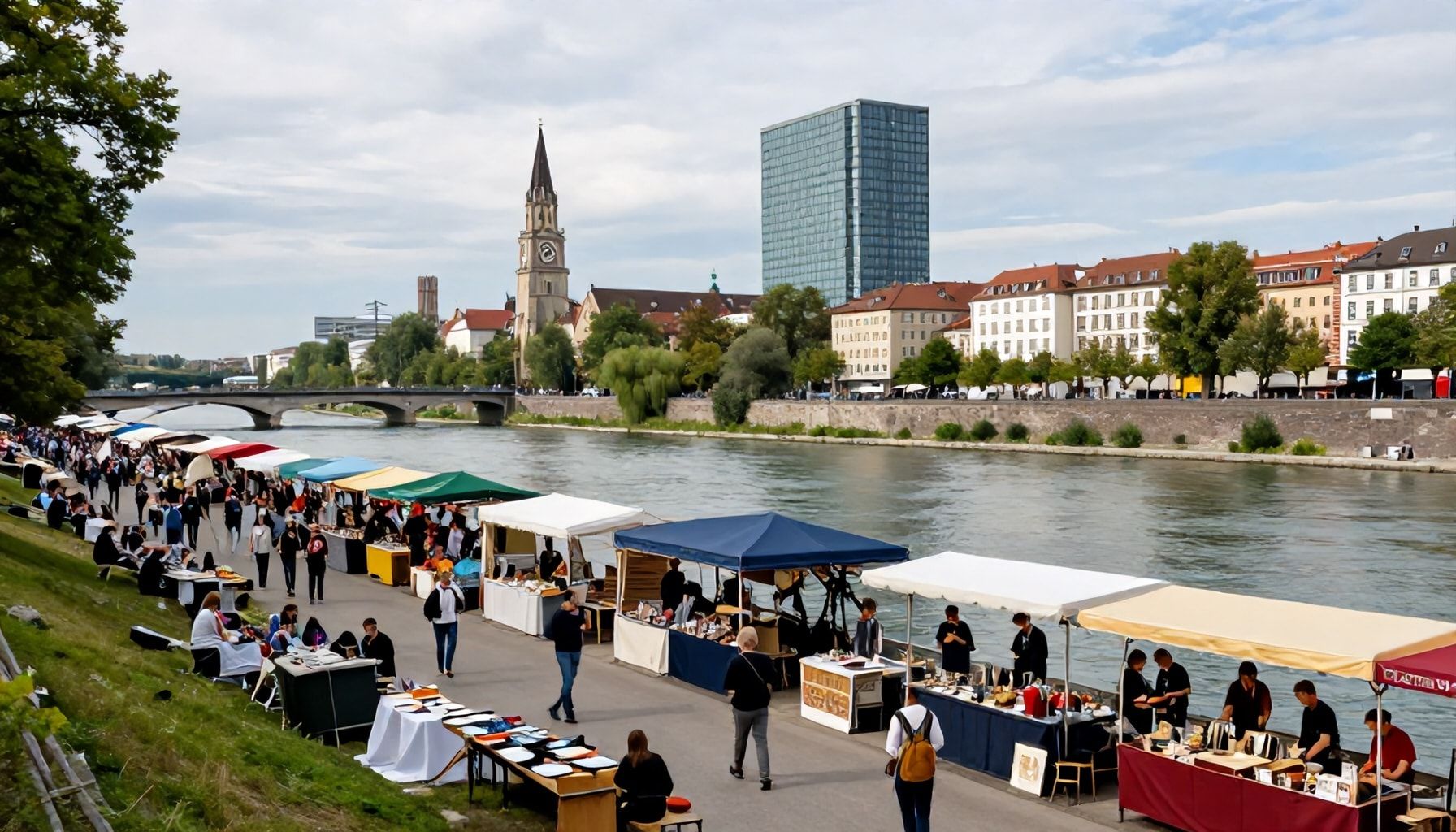 Tradition trifft auf Moderne am Isarufer