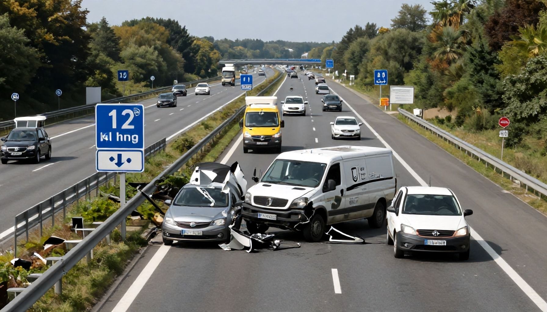 Unfall auf der A8 bei Kilometer 12
