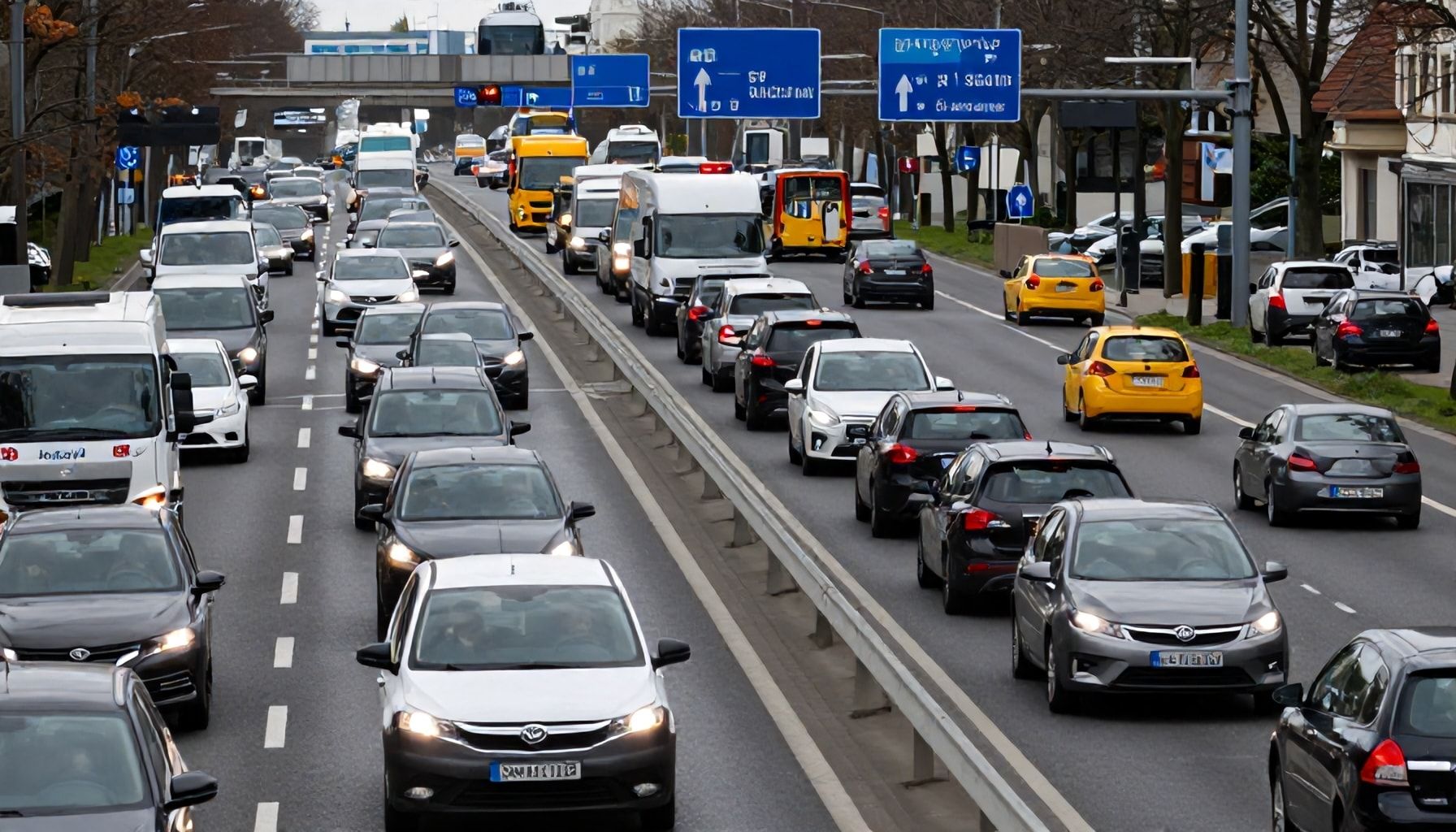 Verkehrsbehinderungen in beide Richtungen
