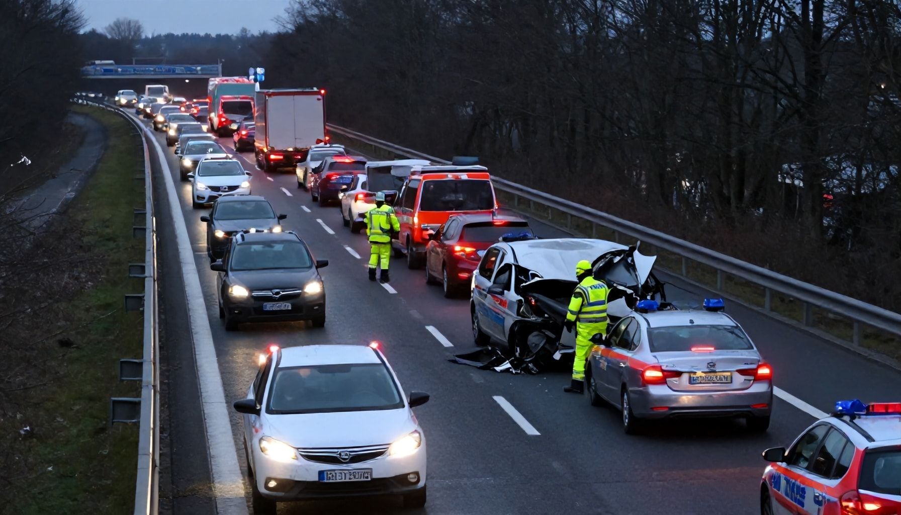 Verkehrsbehinderungen und Staus auf der Autobahn