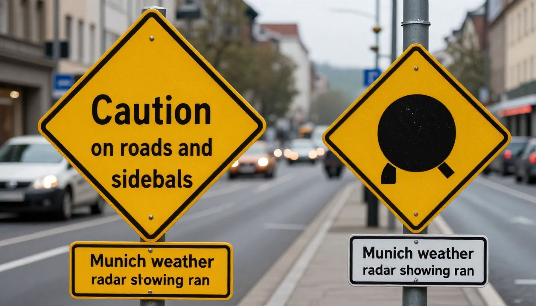 Vorsicht auf Straßen und Gehwegen