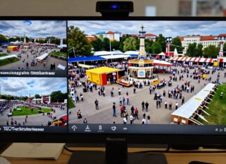 Live-Webcam zeigt Thermeienwiese mit Oktoberfest-Vorbereitungen
