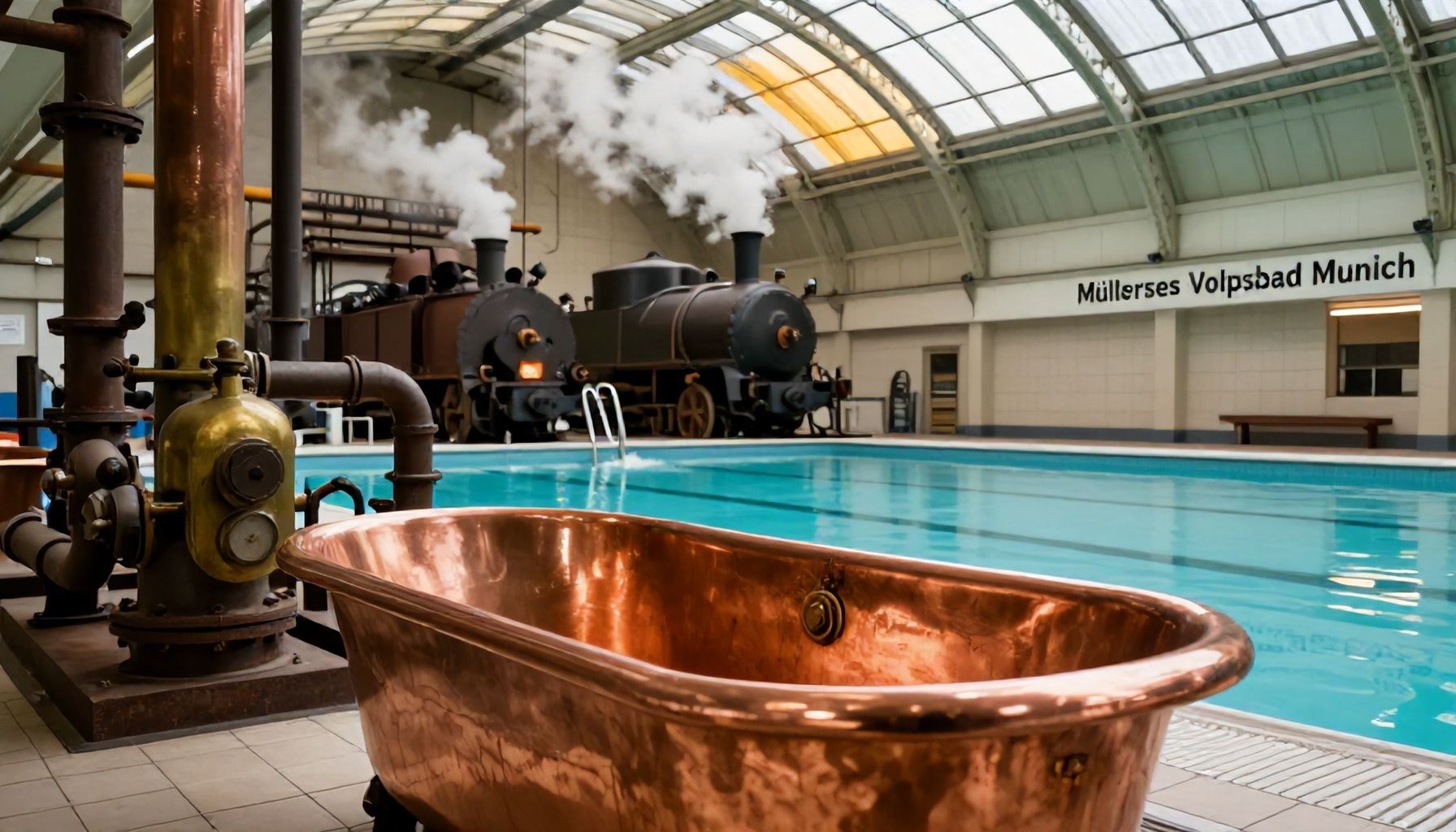 Dampfmaschinen, Kupferwanne und ein Schwimmbecken für alle