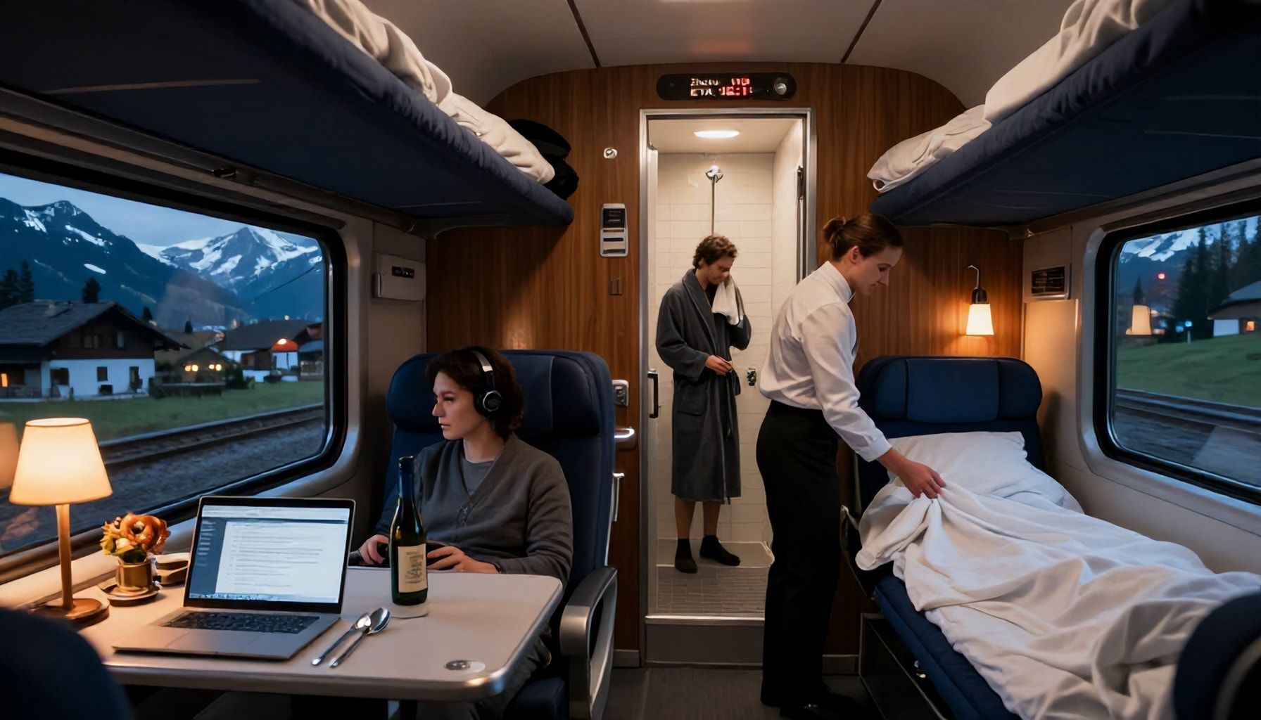 Komfort und Service an Bord des München-Zürich-Nachtzugs