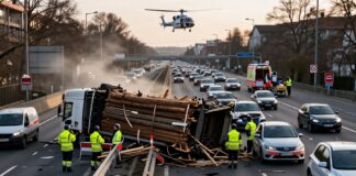 Schwerer Lkw-Unfall auf Münchens Mittlerem Ring – A8 blockiert, drei Verletzte