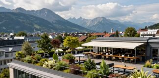 Münchens neuer Dachgarten in 30 Metern Höhe mit Blick auf die Alpen