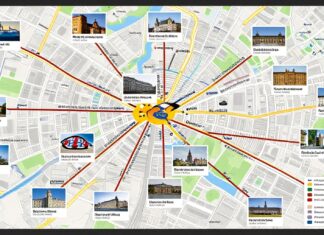 Interaktive Karte zeigt 25 Münchner Sehenswürdigkeiten mit Gehzeiten und ÖPNV-Routen