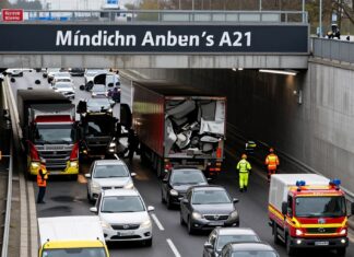A21-Tunnel in München nach Lkw-Unfall seit 6 Uhr komplett gesperrt