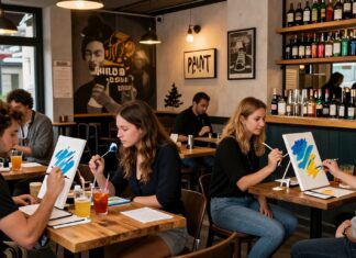 Münchens erste Paint-and-Drink-Bar bietet 12 kreative Abende pro Monat