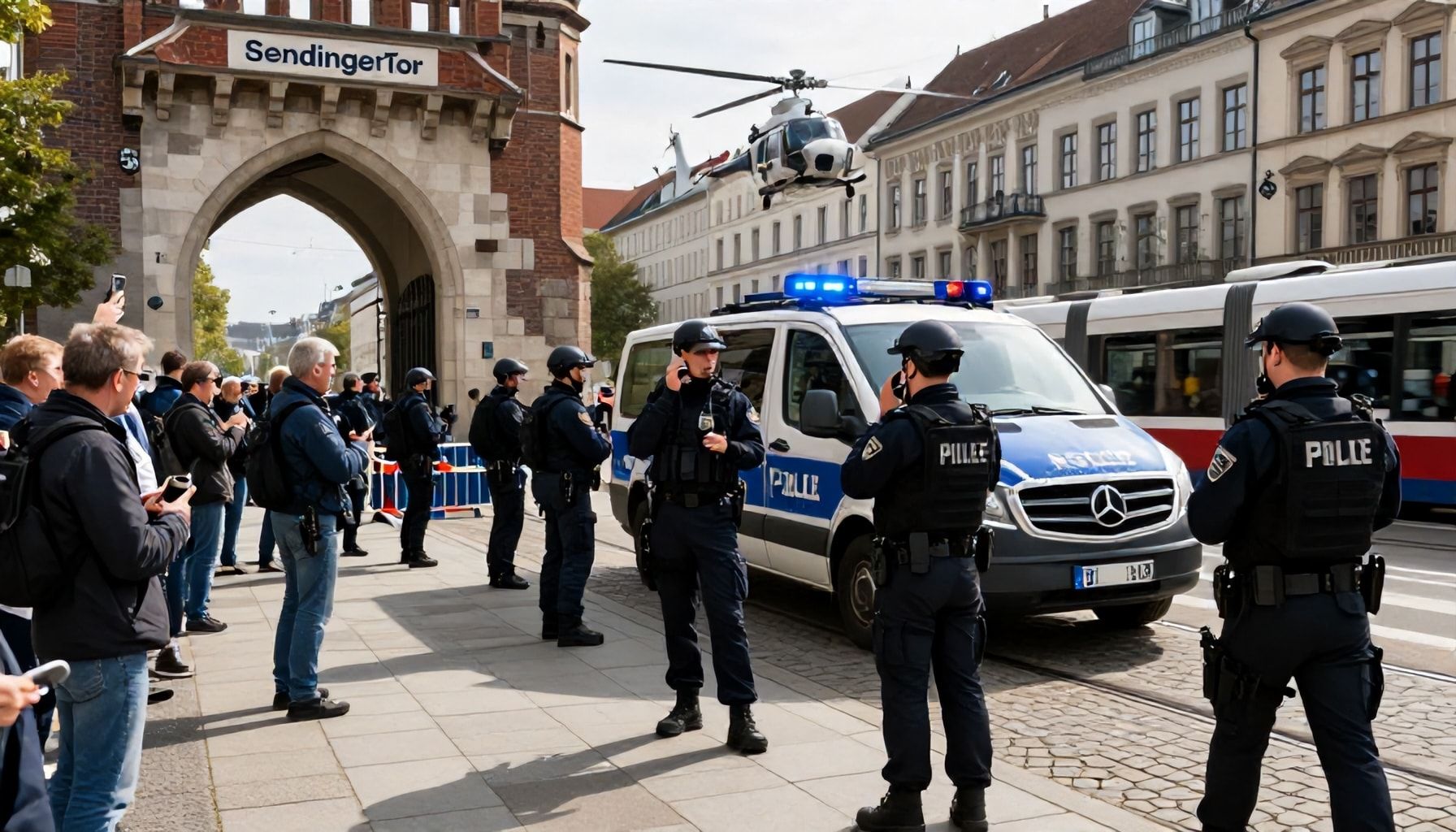 Polizeifahndung und Sicherheitsmaßnahmen in der Innenstadt
