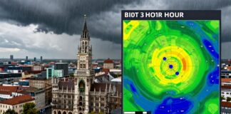 Starker Regen über München: Aktuelle Radarprognose für die nächsten 3 Stunden
