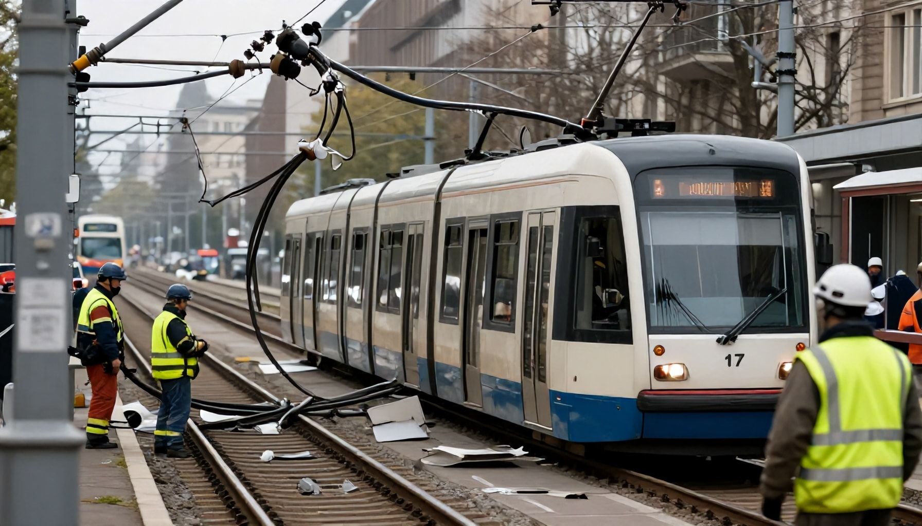 Schadensausmaß an der Oberleitung