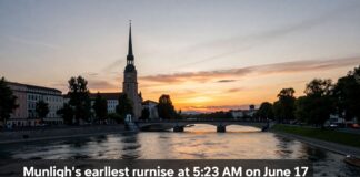 Münchens frühester Sonnenaufgang 2024: 5:23 Uhr am 17. Juni über der Isar