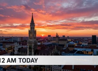 München begrüßt den Sonnenaufgang heute um 6:12 Uhr mit klarem Himmel