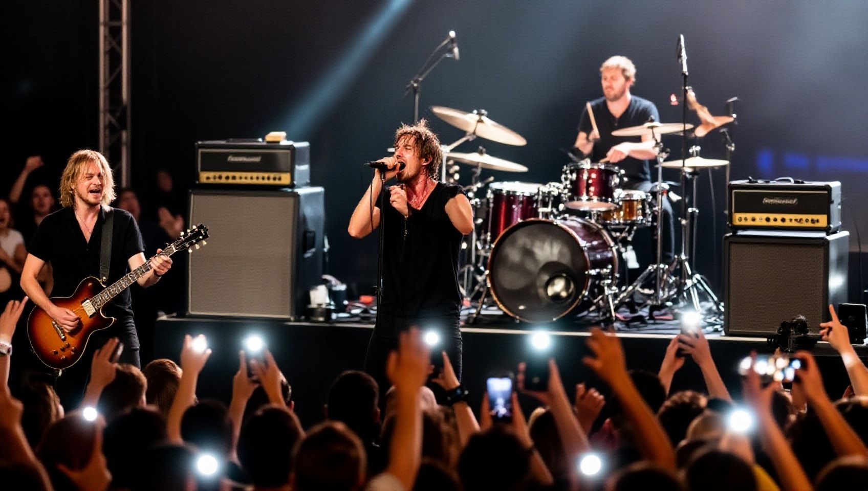 Wie die Band mit Überraschungsgästen und Effekten die Menge elektrisierte