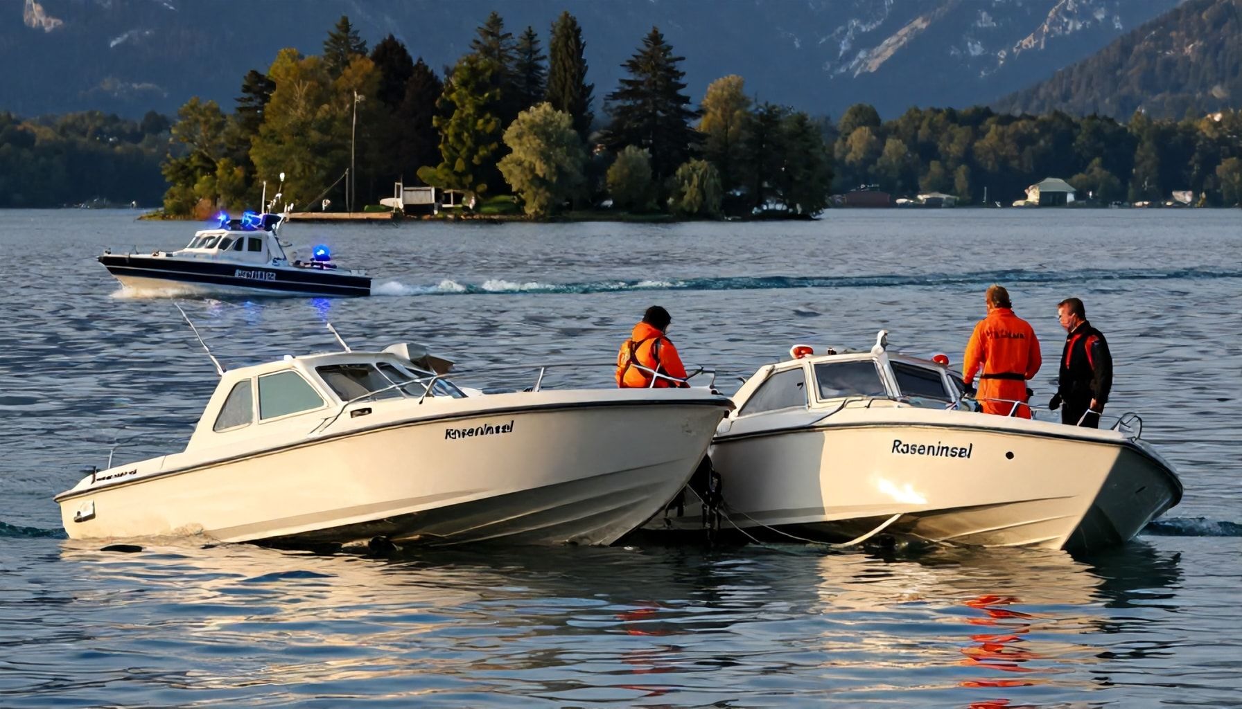Zwei Motorboote stoßen bei Roseninsel zusammen