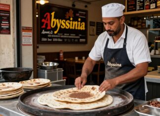 Münchens erstes Äthiopisches Restaurant backt Teff-Fladenbrot nach 500 Jahre alter Tradition