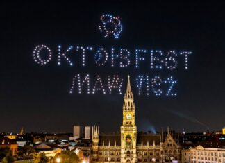 500 Drohnen leuchten über München: Spektakuläre Show zum Oktoberfest-Auftakt