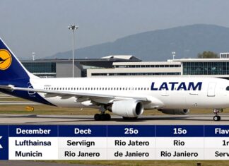 Lufthansa und LATAM erhöhen Direktflüge München–Rio auf fünf pro Woche ab Dezember