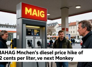 MAHAG München erhöht Dieselpreise um 12 Cent pro Liter ab kommendem Montag