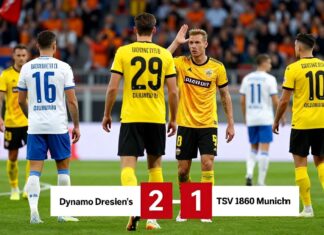 Dresdner Dynamos 2:1 gegen 1860 München – Hitze und Platzverweis prägen Hit