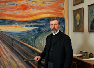 Seltene Farbfotografien zeigen Edvard Munchs Atelier um 1930 in Oslo